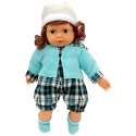 Marty Doll 40 cm with Sounds Finger in Mouth Infant game Little Girl in Box, brown