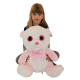 Grande Peluche Orso Panda 45 cm Bianco Blu Occhi Glitter Bambini Ragazzi