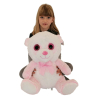 Grande Peluche Orso Panda 45 cm Bianco Rosa Occhi Glitter Bambini Ragazzi