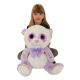 Grande Peluche Orso Panda 45 cm Bianco Blu Occhi Glitter Bambini Ragazzi