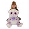 Grande Peluche Orso Panda 45 cm Bianco Viola Occhi Glitter Bambini Ragazzi