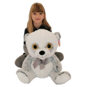 Grande Peluche Orso Panda 45 cm Bianco Grigio Occhi Glitter Bambini Ragazzi