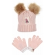 Minnie Mouse Cappello con 2 Pon Pon Orecchie,Guanti Invernale Bambina 3-10anni Rosa
