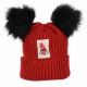 Minnie Mouse Cappello con 2 Pon Pon Orecchie,Guanti Invernale Bambina 3-10anni Rosso