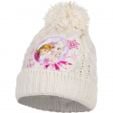 Disney Frozen Anna e Elsa Cappello Pon Pon Acrilico Invernale Bambina Taglia 3-8 Bianco Panna