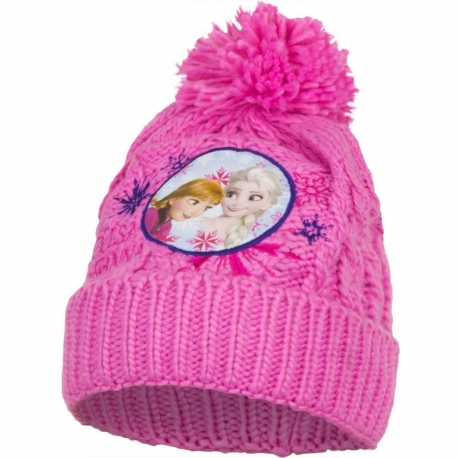 Disney Frozen Anna e Elsa Cappello Pon Pon Acrilico Invernale Bambina Taglia 3-8 Rosa