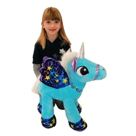 Unicorno 50 cm Grande Peluche in Piedi Pony Cavallo Verde per Bambini Ragazzi