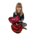 2x Cuscino Paillettes Reversibile Rosa + Rosso Cuore 30 cm Regalo San Valentino