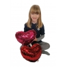2x Reversible Sequin Cushion Pink + Red Heart 30 cm Valentine's Day Gift