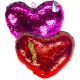 2x Reversible Sequin Cushion Pink + Red Heart 30 cm Valentine's Day Gift