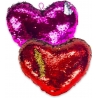 2x Reversible Sequin Cushion Pink + Red Heart 17 cm Valentine's Day Gift