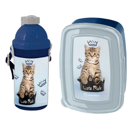 Happy Cat Breakfast Set Storage Box, Automatic Water Bottle School