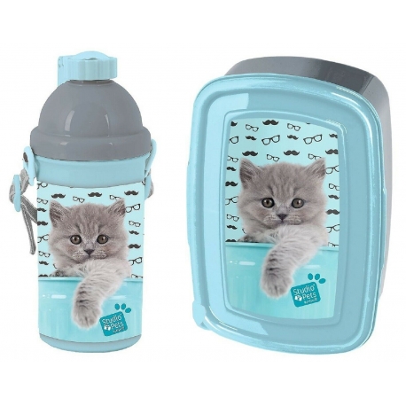 Sweet Gatto Rosa Set Colazione Box Porta Merenda,Borraccia Automatica scuola