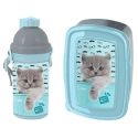 Studio Pets Gatto Blu Set Colazione Box Porta Merenda,Borraccia Automatica scuola
