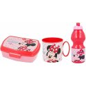 Minnie Mouse Elettric Set Breakfast Snack Box + Bottle + Cup - School glass