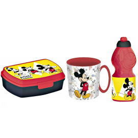 Minnie Mouse Elettric Set Breakfast Snack Box + Bottle + Cup - School glass