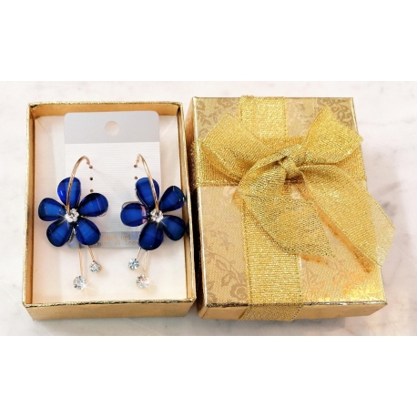 Fiore Estivo Rosso Orecchini a Cerchio con Cristalli da Donna Grande