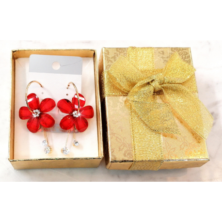 Summer Flower Large Hoop Earrings with Crystals for Women