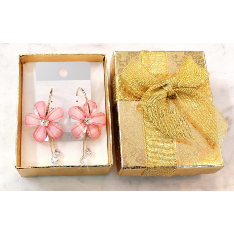 Summer Flower Large Hoop Earrings with Crystals for Women