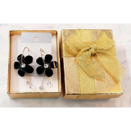 Fiore Estivo Giallo Orecchini a Cerchio con Cristalli da Donna Grande