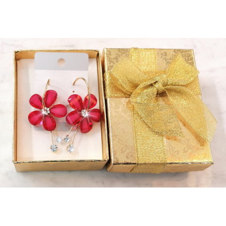 Summer Flower Large Hoop Earrings with Crystals for Women