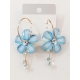 Fiore Estivo Blu Orecchini a Cerchio con Cristalli da Donna Grande