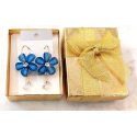 Fiore Estivo Blu Orecchini a Cerchio con Cristalli da Donna Grande