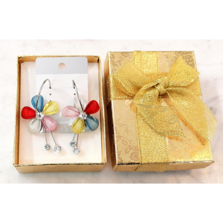 Summer Flower Large Hoop Earrings with Crystals for Women