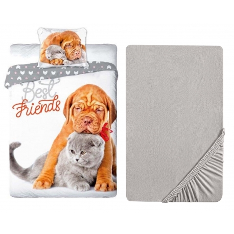 Cane Husky Set 3pezzi Letto Singolo Copripiumino 140-200cm,Federa,Lenzuola c/angoli