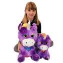 Set 2 Peluche Unicorno Dolce Occhi Glitter 38cm Grande + Piccolo Bambini Ragazzi
