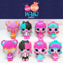 8 pezzi POP Hair Surprise Bambole con Spazzole + Lunghe Ciocche
