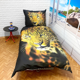 Leopardo Set lenzuola, Copripiumino 140x200 letto singolo 100% cotone Biancheria da letto