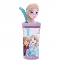 Disney Frozen Elsa Bicchiere 3D con Figurina e Cannuccia Bambini