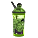 Hulk Bicchiere 3D con Figurina e Cannuccia Bambini