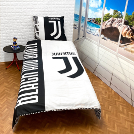 Juventus Black e White Set lenzuola, Copripiumino 160x200 letto singolo 100% cotone Biancheria da letto