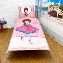Bambola Ballerina Set lenzuola, Copripiumino 140x200 letto singolo 100% cotone Biancheria da letto