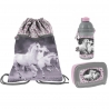 Love Horses White Set Sacca Borsa Zaino Piatto Box Portamerenda Borraccia 500ml