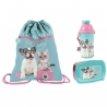 Dog Cats Happy Set Bag Bag Backpack Flat Box Lunch Box Bottle 500ml