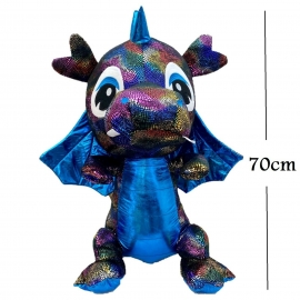 Giant Plush Dragon Pink Dragon 70 cm with Wings Sitting Glitter Children