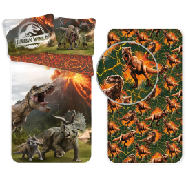 Jurassic World 3 Pieces Set Single Bed Duvet Cover, Pillowcase + Sheets under