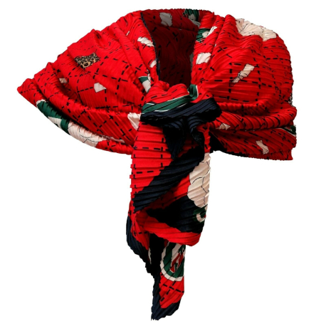 Elegant Silk Scarf pleated Shawl Foulard, Woman Shrug Ceremony
