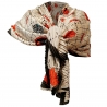N°5 Beige Elegante Sciarpa Plissettata Misto Seta Sciale Foulard Donna Cerimonia