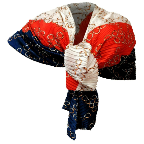 Elegante Sciarpa Plisse Misto Seta Sciale Foulard Donna Cerimonia