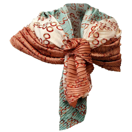 Elegante Sciarpa Plisse Misto Seta Sciale Foulard Donna Cerimonia