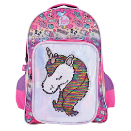 Footy Unicorn Sequin Led Large Elementary School Backpack for Girls