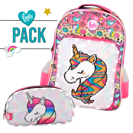 Footy Unicorn Sequin Led Large Elementary School Backpack for Girls