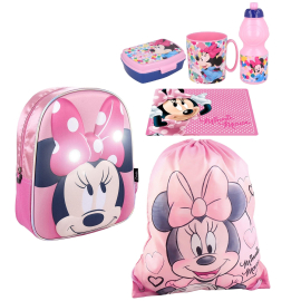 Minnie Mouse Led Tosa Disney Zainetto Zaino 3D set Scuola asilo