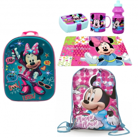 Minnie Mouse Led Tosa Disney Zainetto Zaino 3D set Scuola asilo