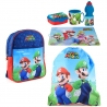 Super Mario Set 6 pezzi Zainetto Zaino ,Sacca Sport,Portamerenda Scuola Materna o Tempo Libero