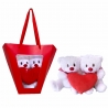 Coppia Orsetti con Cuore 20cm Peluche Bianco in Borsa Regalo San Valentino